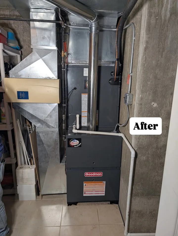 Furnace and connected ductwork